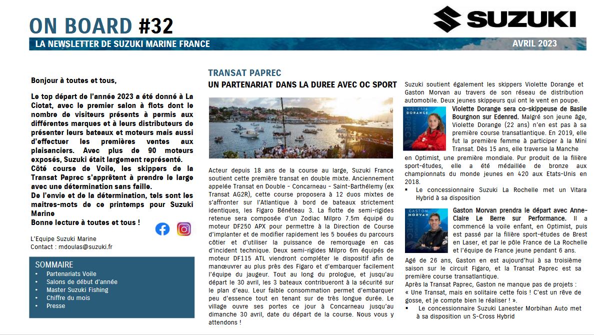 ONBOARD - Les newsletters de Suzuki Marine France